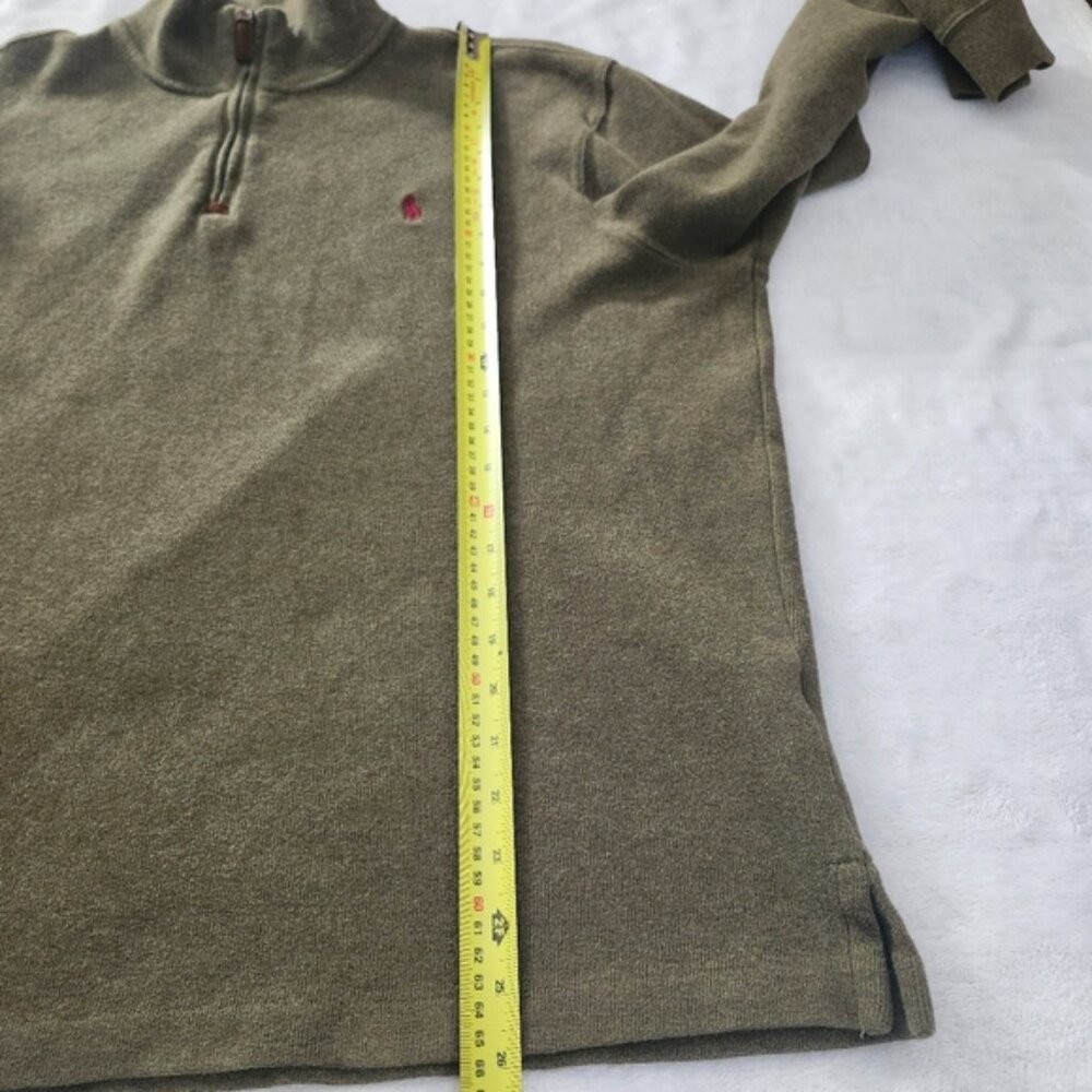 POLO RALPH LAUREN Men's Quarter Zip Pullover Sweater Moss Green XL Casual Warm - Picture 8 of 11